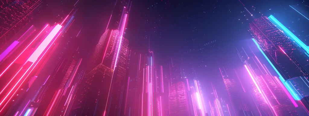 a vibrant digital landscape showcases futuristic skyscrapers adorned with glowing data streams, symbolizing the seamless integration of ai technology and voice search in transforming local seo strategies.