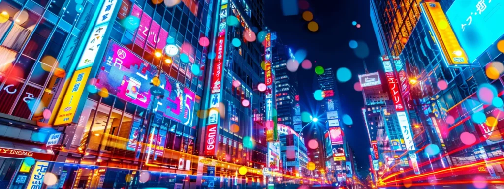 a vibrant, futuristic cityscape illuminated by glowing digital billboards showcases local businesses embracing ai technology, illustrating the transformative power of machine learning in personalized marketing strategies.
